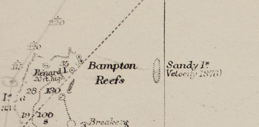 isla de Sandy en un mapa viejo